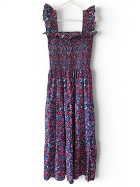 Smocked Floral Maxi Dress in Multicolor—Great 4th of July Dress